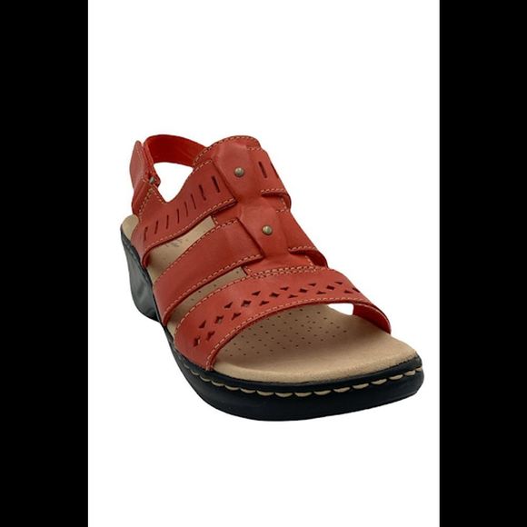 Clarks Collection Leather Cut-Out Sandals Lexi Qwin Coral - Medium - Picture 2 of 5